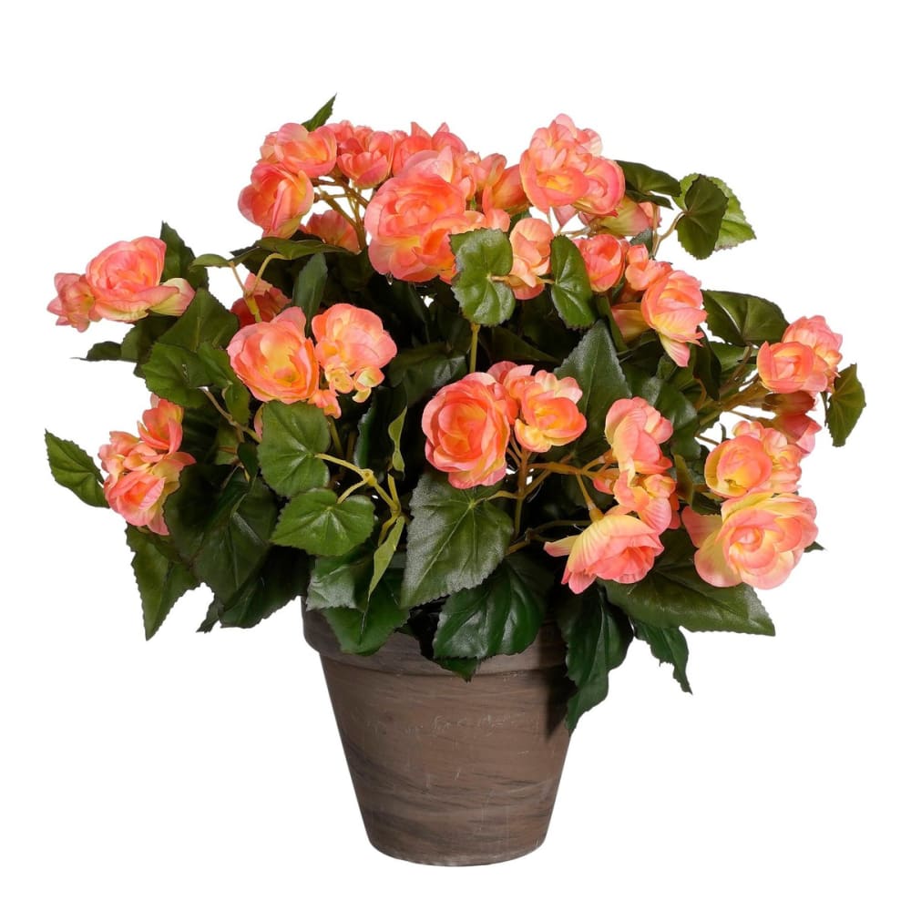 Pianta artificiale begonia salmone h37xb36xl36cm - Modello Esotico - Arancione - PES - Poliestere