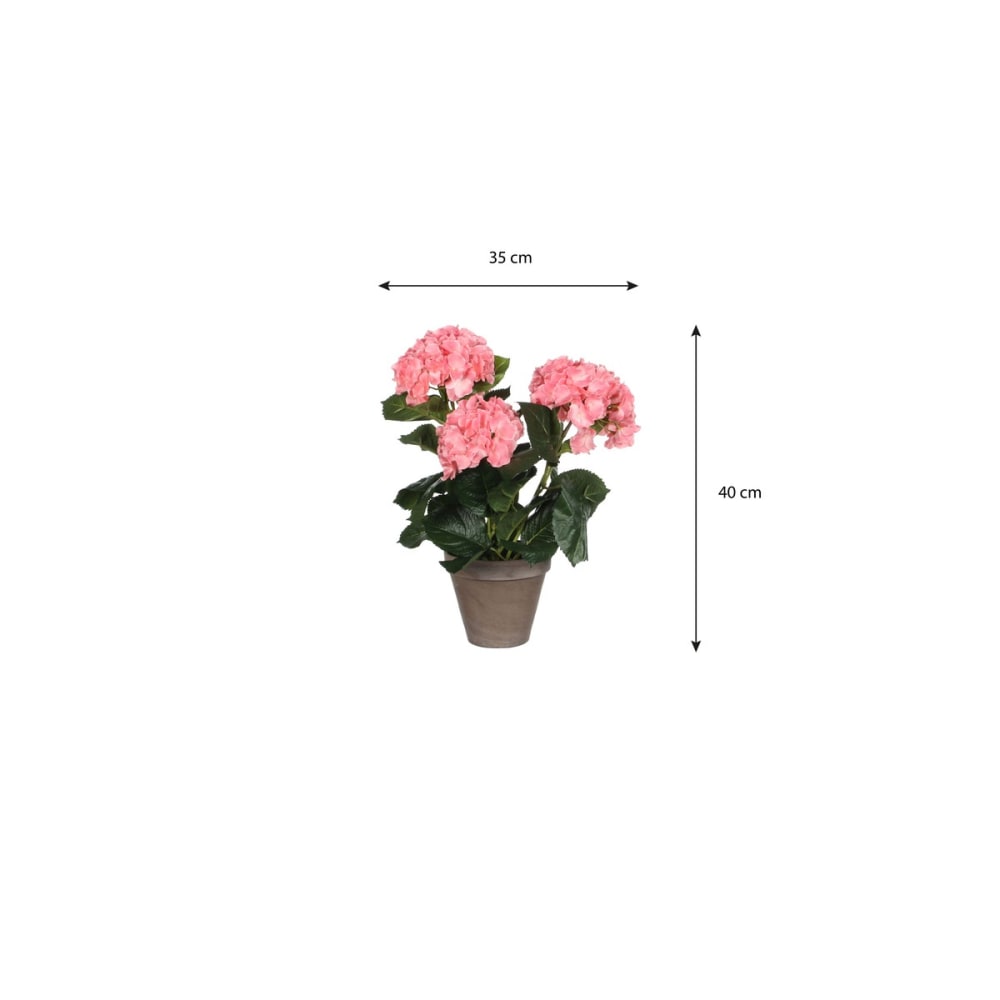 Pianta artificiale hydrangea rosa h40xb35xl35cm - Mica