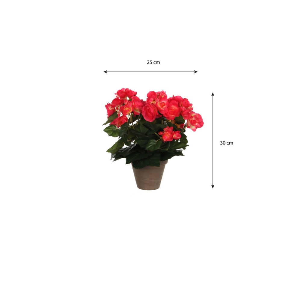 Pianta artificiale begonia rosa scuro h30xb25xl25cm - Mica