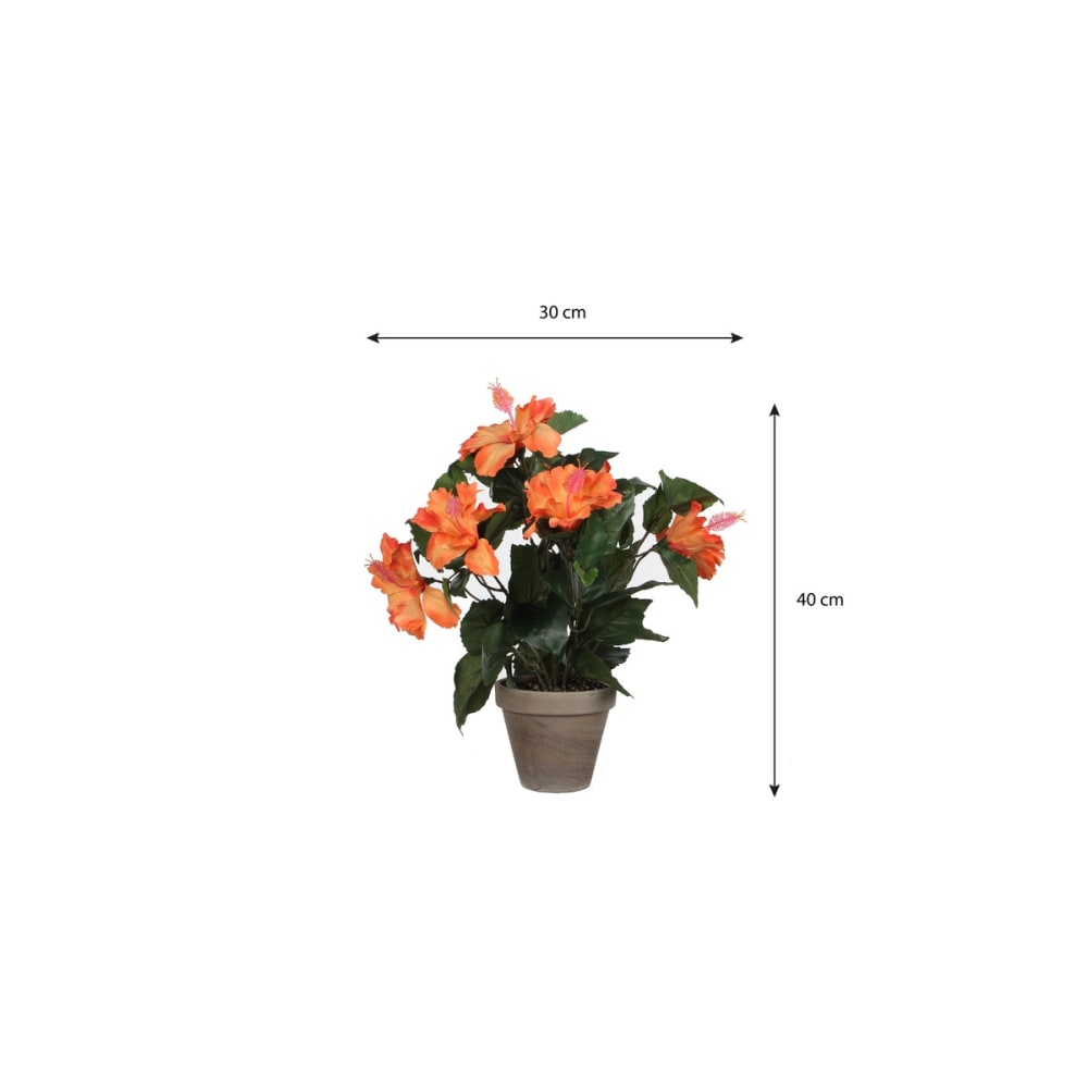 Kunstpflanze Hibiscus Orange Polyester H40xB30xL30cm - Maisons Du