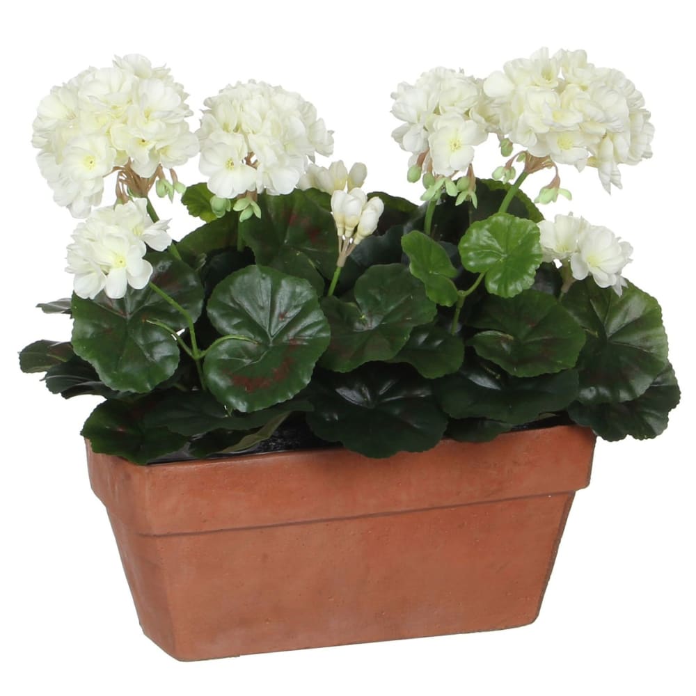 Kunstpflanze Geranium Weiß Polyester H40Xb13Xl29Cm