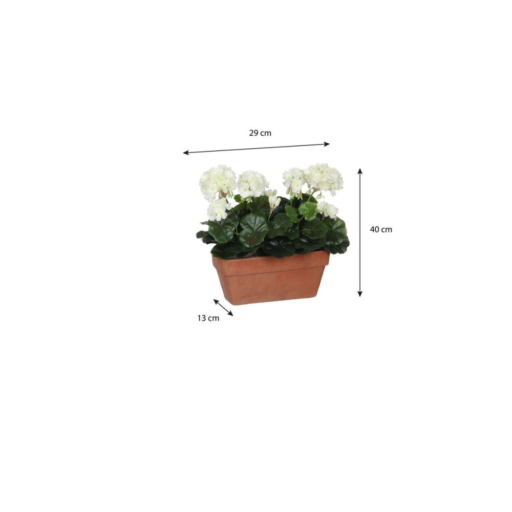 Pianta artificiale geranium bianco h40xb13xl29cm - Mica