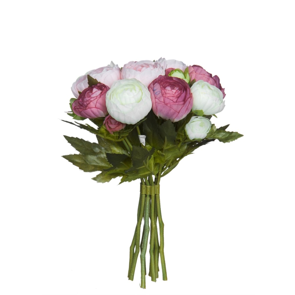 Fiore artificiale ranunculus rosa h22xb19xl19cm - Modello Classico chic - Rosa - PES - Poliestere