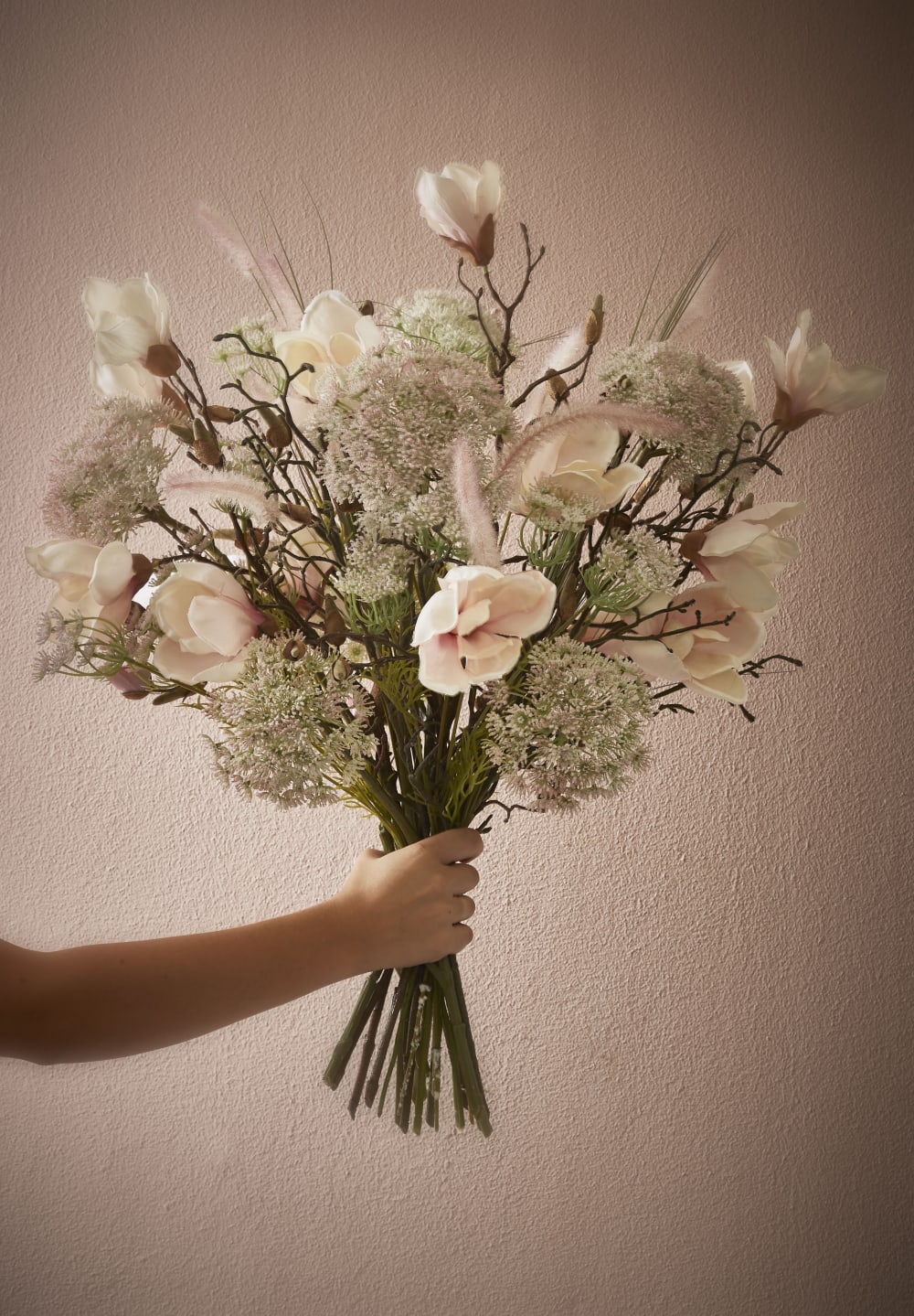 Magnolia plante artificielle rose clair H88