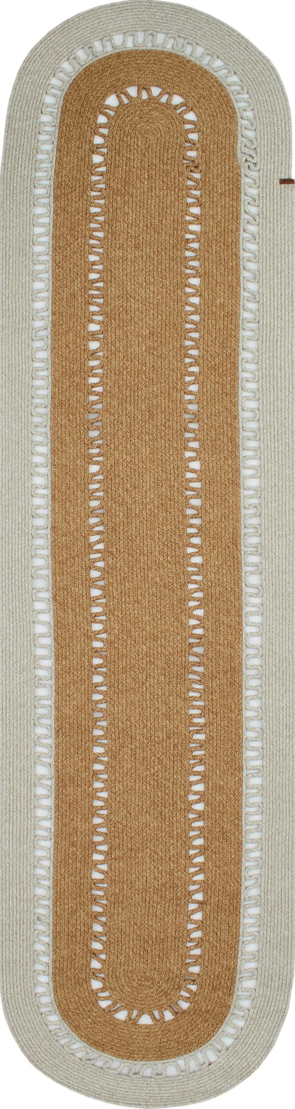 Nazar Tapis bicolore aspect jute fait main motif découpé gris - 80x300 style contemporain - Pvc - Poly Chlorure De Vinyle