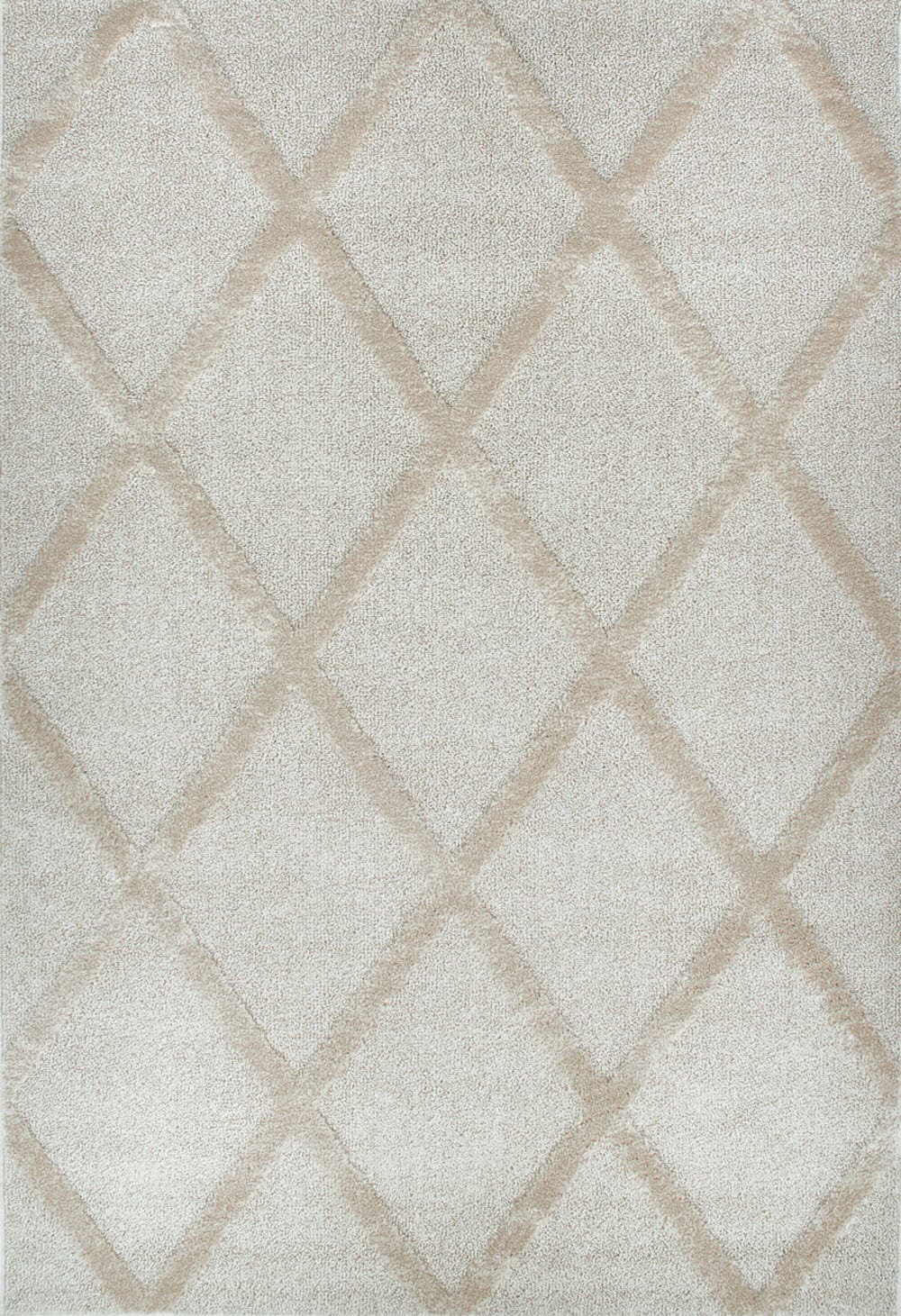Tapis de salon motif losange crème 80x150