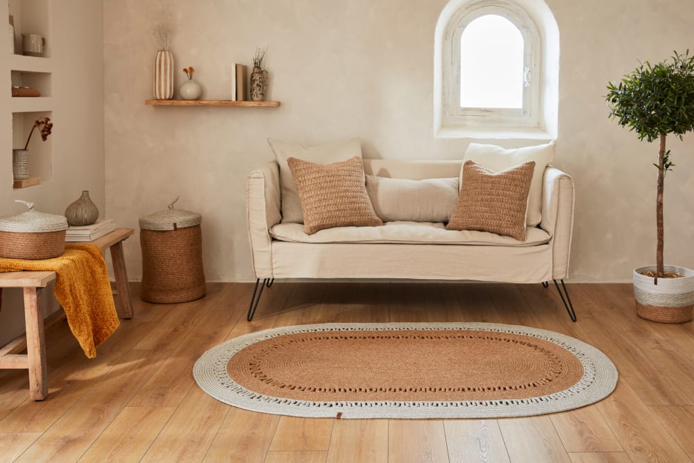 Alfombra bicolor hecha a mano con motivos recortados - Maisons du Monde