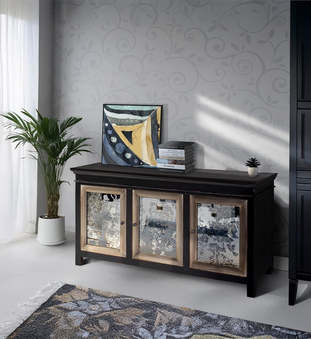 Sideboard aus Akazienholz, L 168 cm, schwarz - Maisons Du Monde