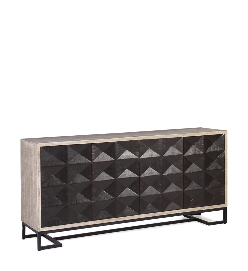 MOYCOR Sideboard aus Akazienholz, L 183 cm, schwarz style industrial - -