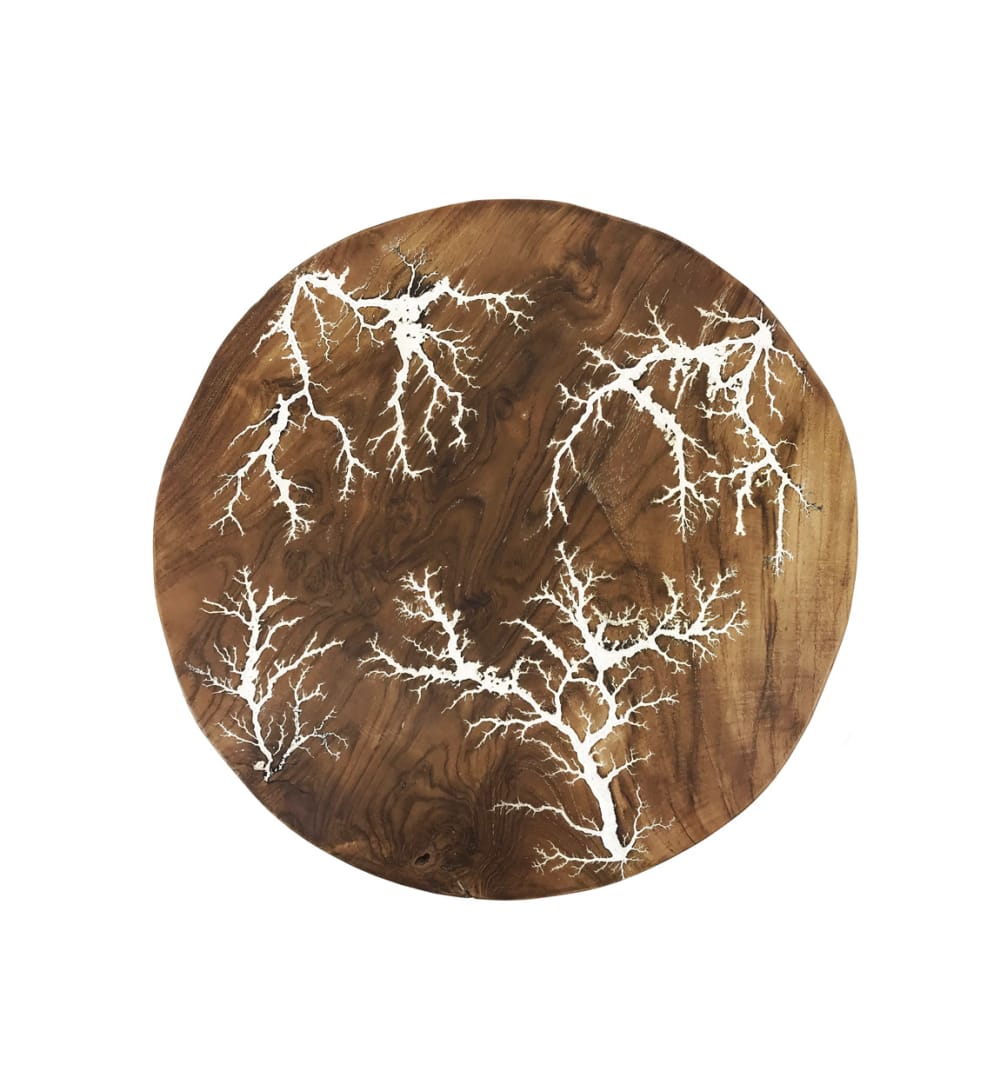 Tableau mural en bois marron et blanc Ø 50 cm