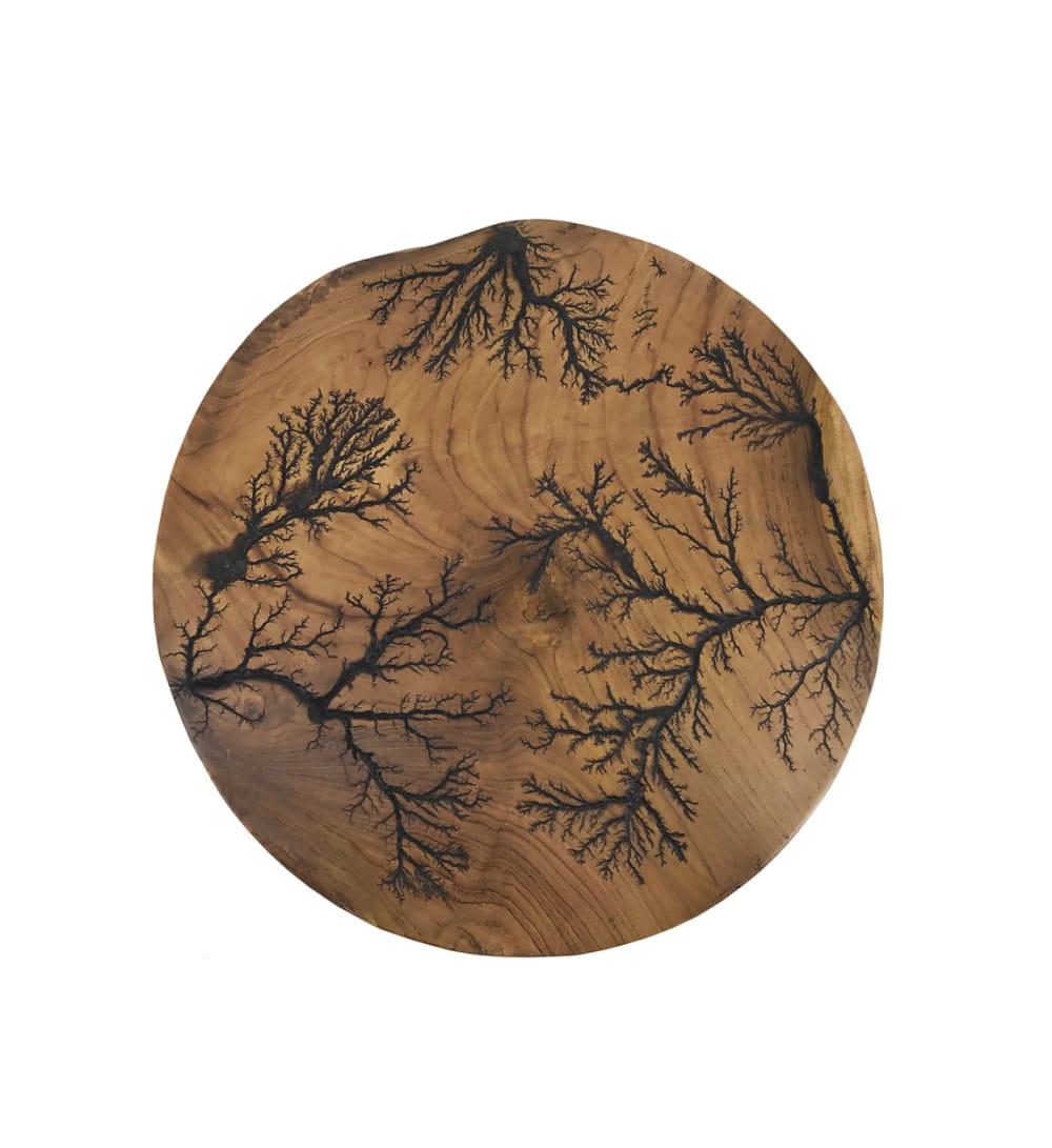 Tableau mural en bois marron et noir Ø 50 cm