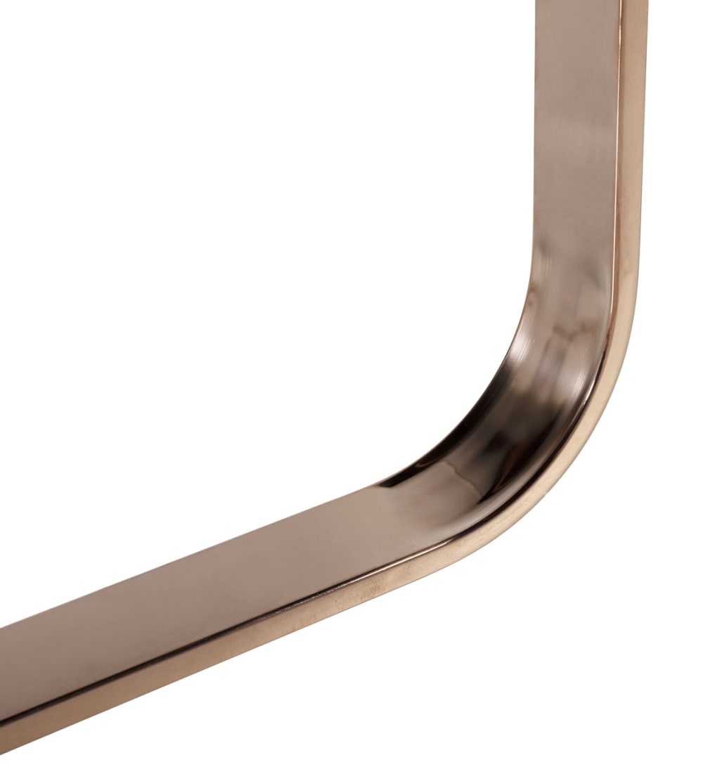 Table basse ronde en acier inoxydable rose dorée et verre noir L 80 cm