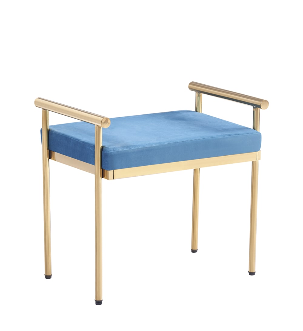MOYCOR Gepolsterte Hocker aus Edelstahl, L 60 cm, gold style modern - -