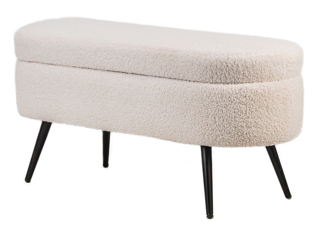 Panca stile scandinave in acciaio e lana blanca - Nordlys
