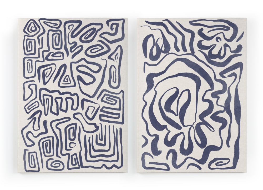 Set 2 Peintures sur toile - bleus