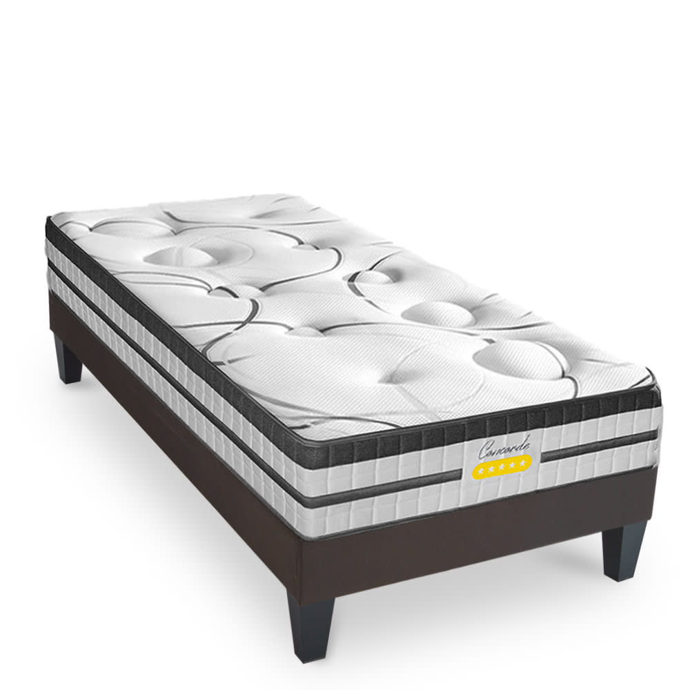 Ensemble matelas Ressorts Ensachés et sommier en kit Kit Gris 80x200