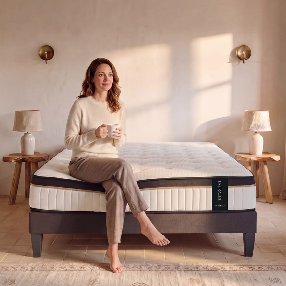 Ensemble matelas mémoire h24 sommier gris 200x200 - Maisons du Monde
