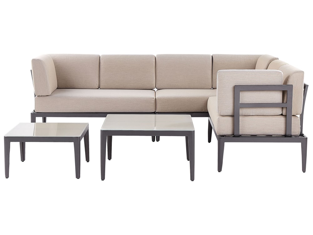 Lounge Set 6 Personen Aus Aluminium, Grau