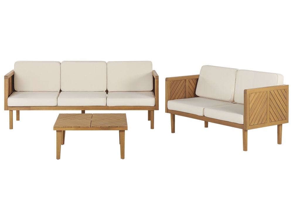 Lounge Set Mit Tisch 5 Personen Aus Akazienholz, Braun
