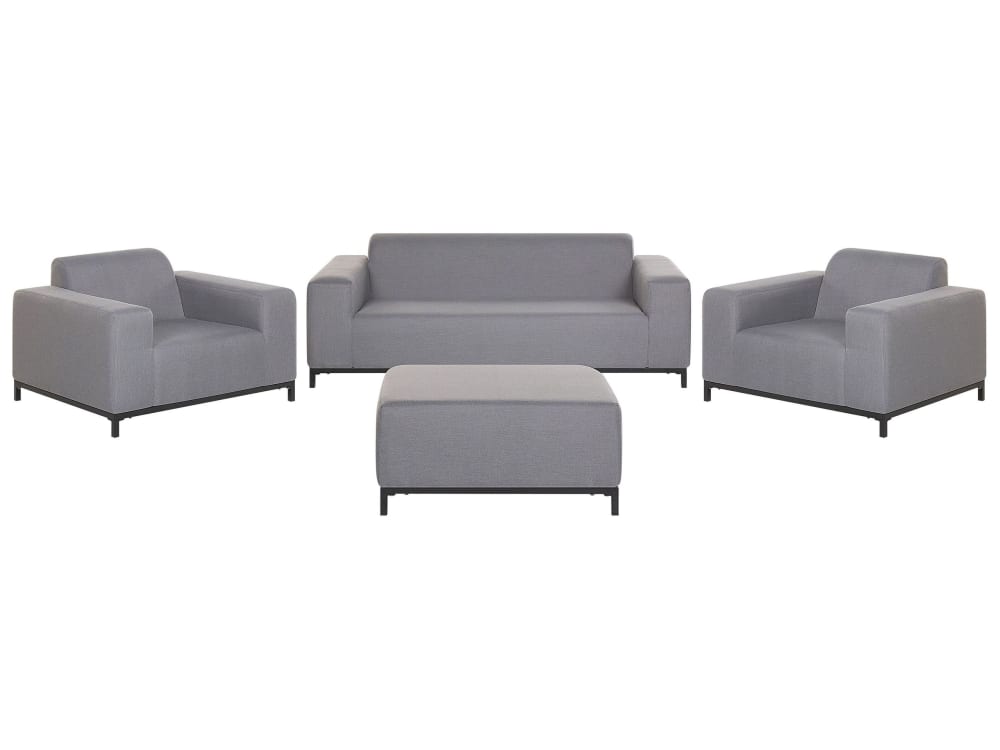 Lounge Set Mit Tisch 5 Personen Aus Stoff, Grau