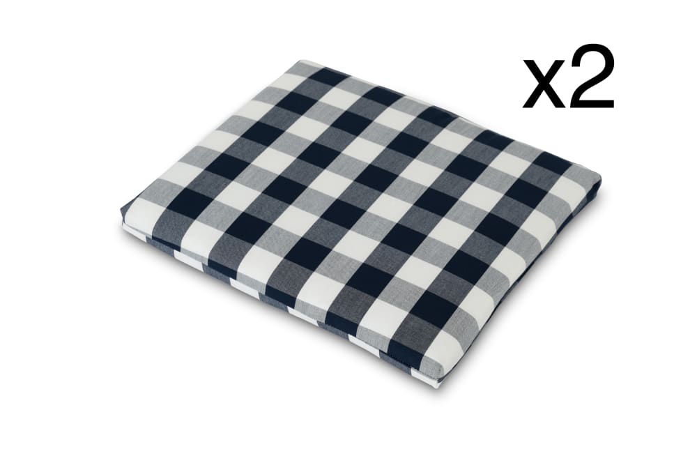 Pack 2 cojines silla jardín cuadros azul/blanco