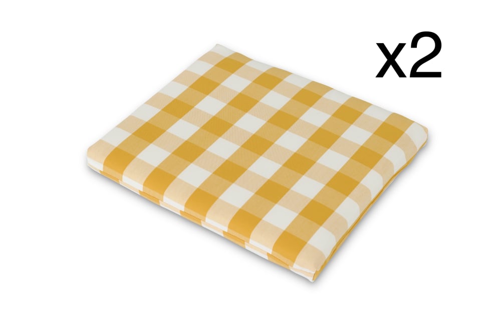 Defora Home 2er Set Gartenstuhlkissen gelb/weiße Quadrate - Acryl