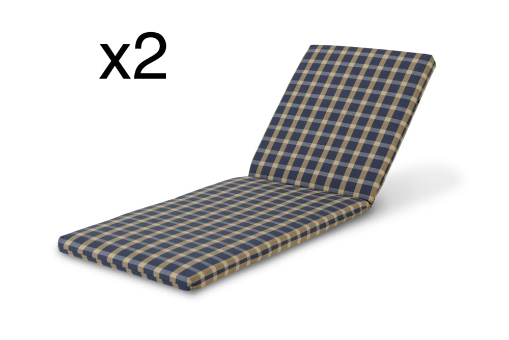 Pack 2 cojines de tumbona cuadro azul/beige