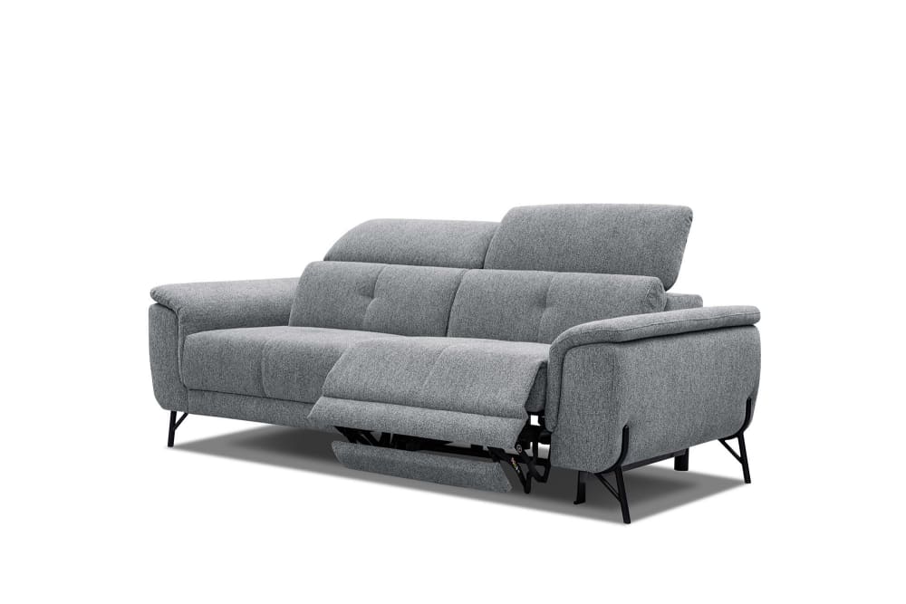 Canapé 3 places avec une relax électrique à droite tissu gris