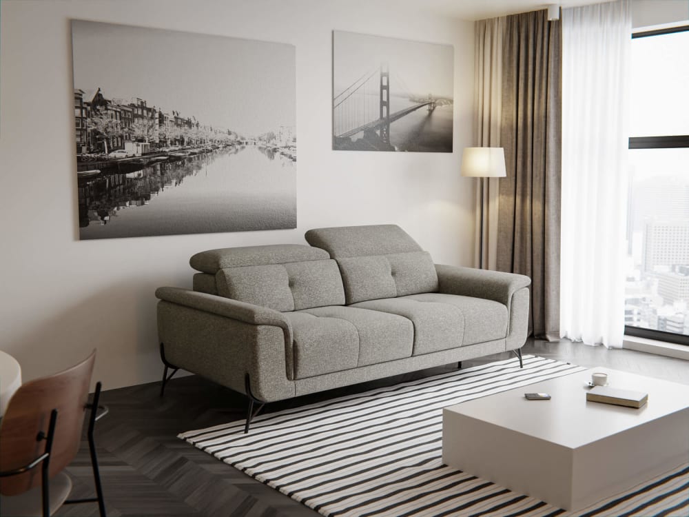 Canapé droit 3 places xxl tissu taupe - Maisons du Monde