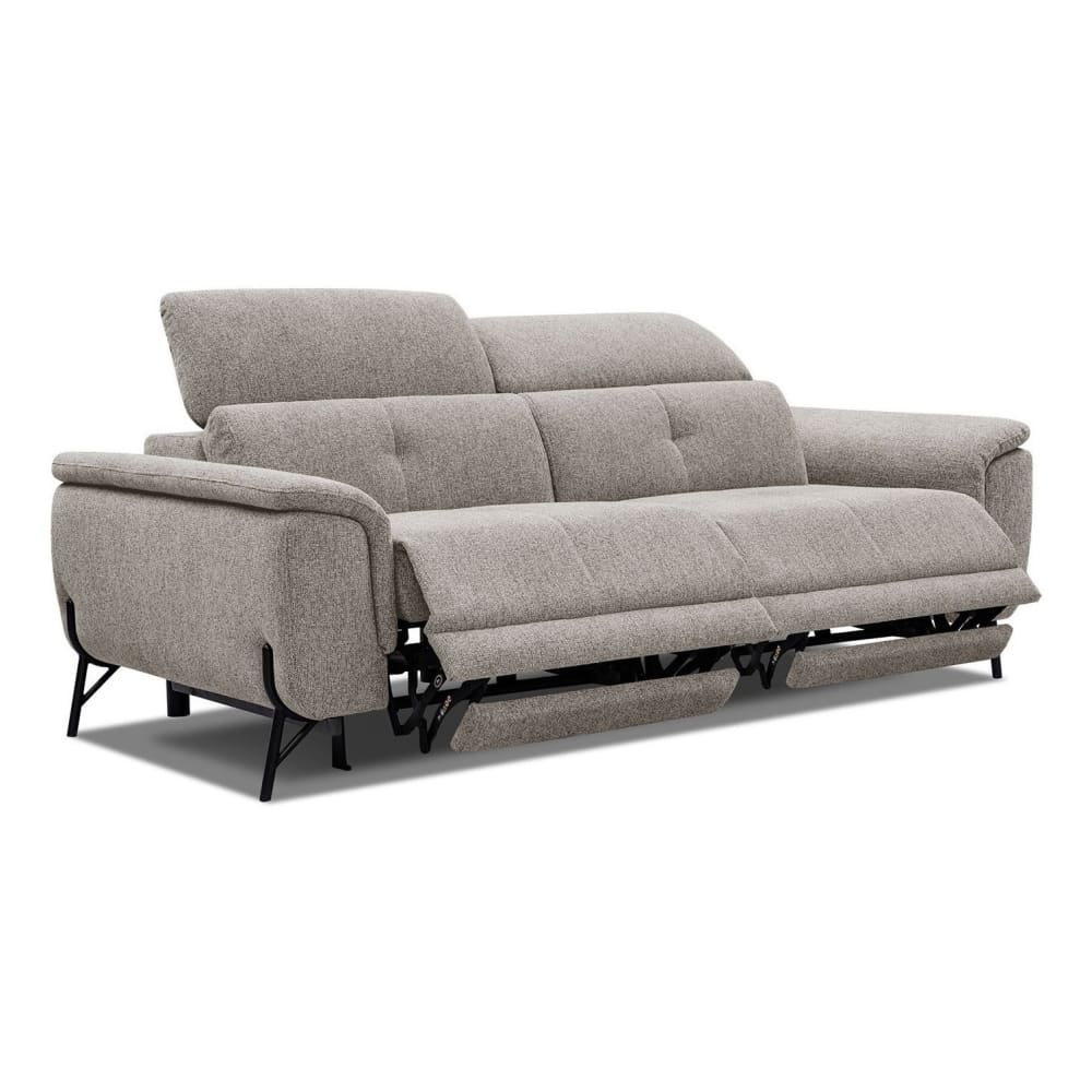Canapé droit 3 places avec 2 relax électriques tissu taupe