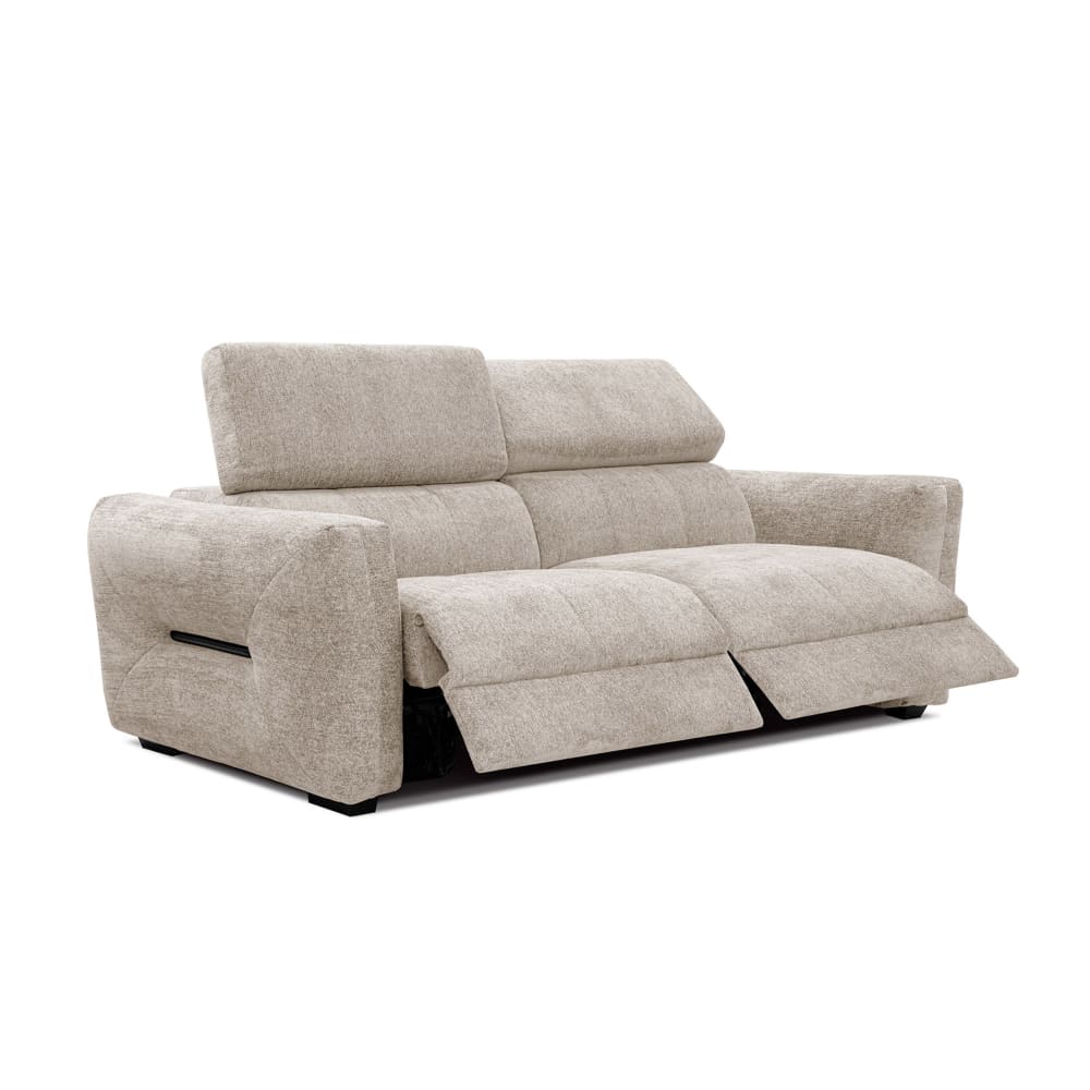 Canapé droit 3 places avec 2 relax électriques tissu beige