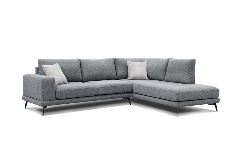 Wozimo Canapé d'angle droit 5 places tissu gris style contemporain