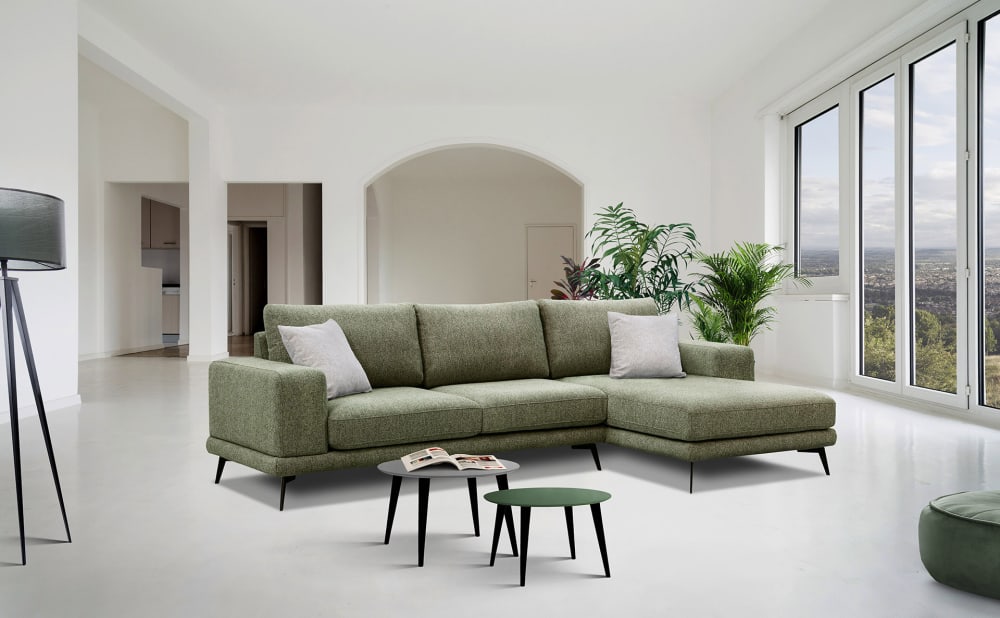 WOZIMO Ecksofa 4-Sitzer, grün Grün