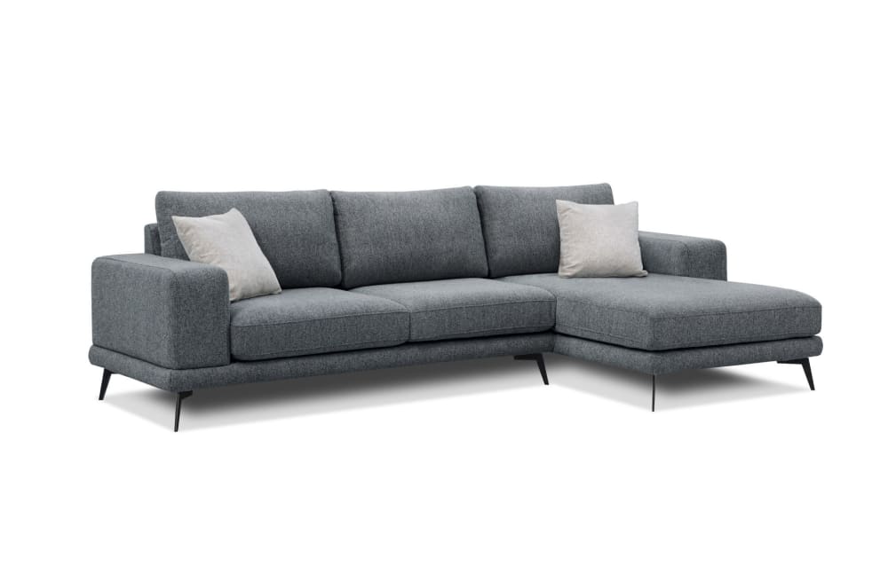 Canapé d'angle droit 4 places tissu gris foncé