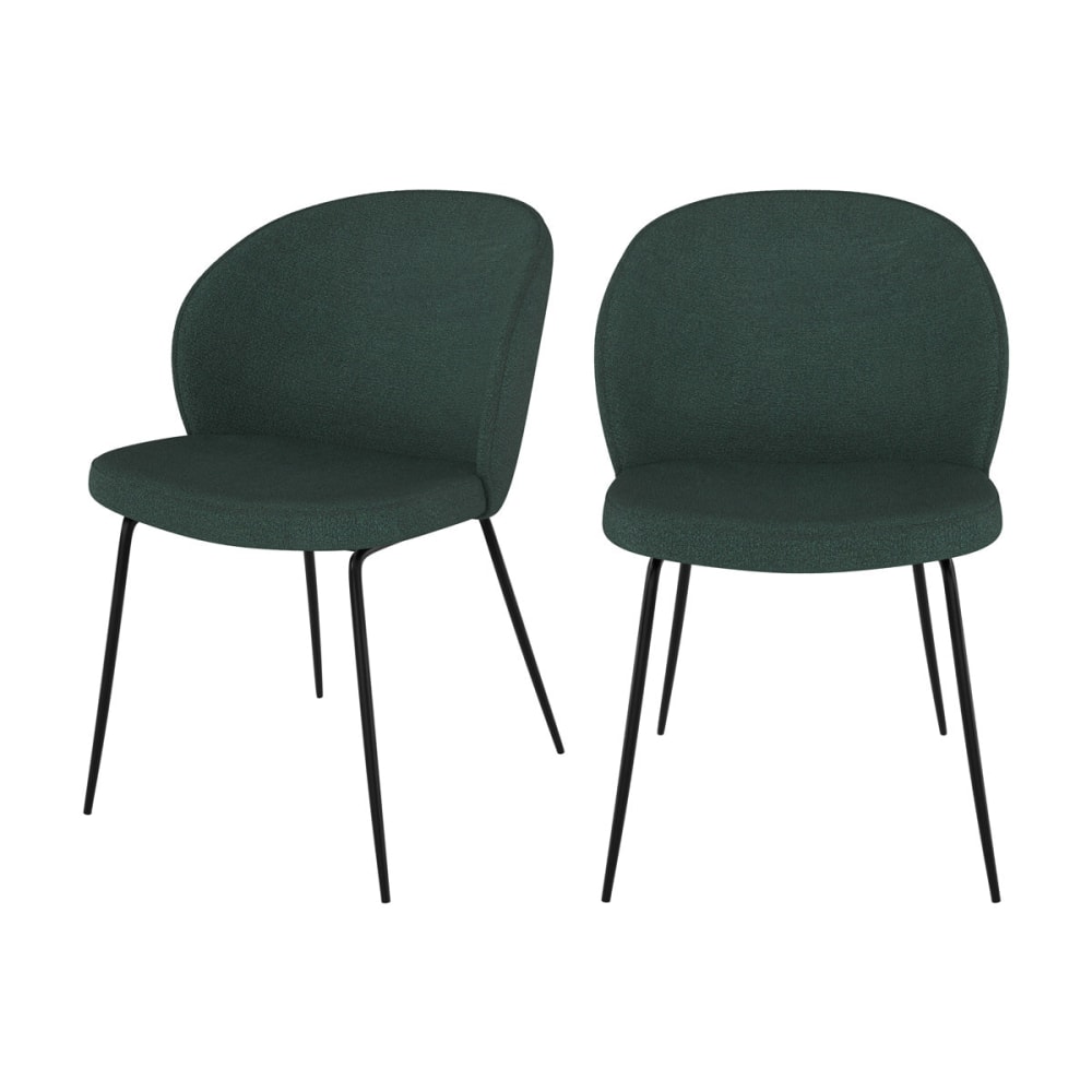 Lote de 2 sillas verdes de tela boucle y pies de metal