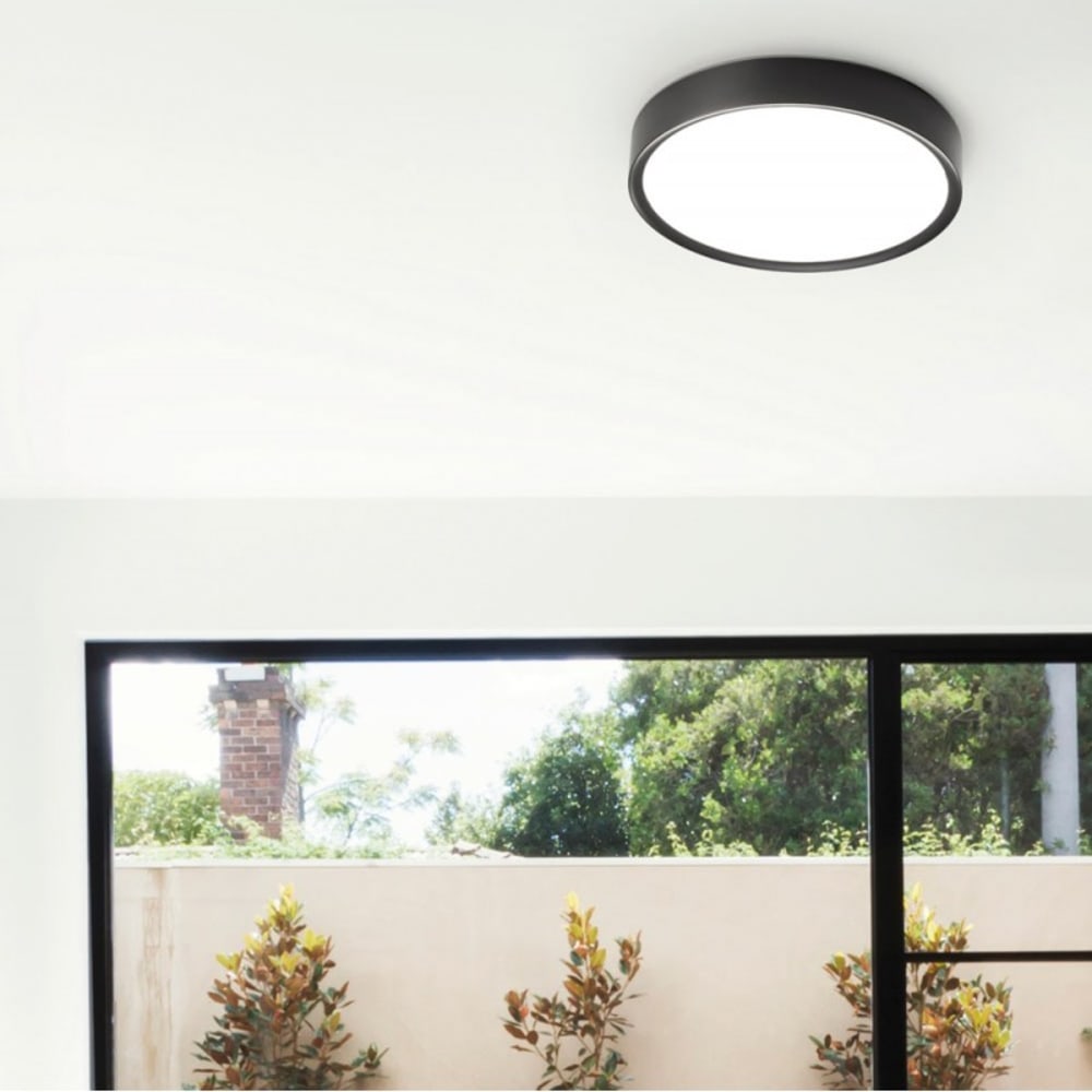 Plafonnier led salle de bain noir mat — vue 3