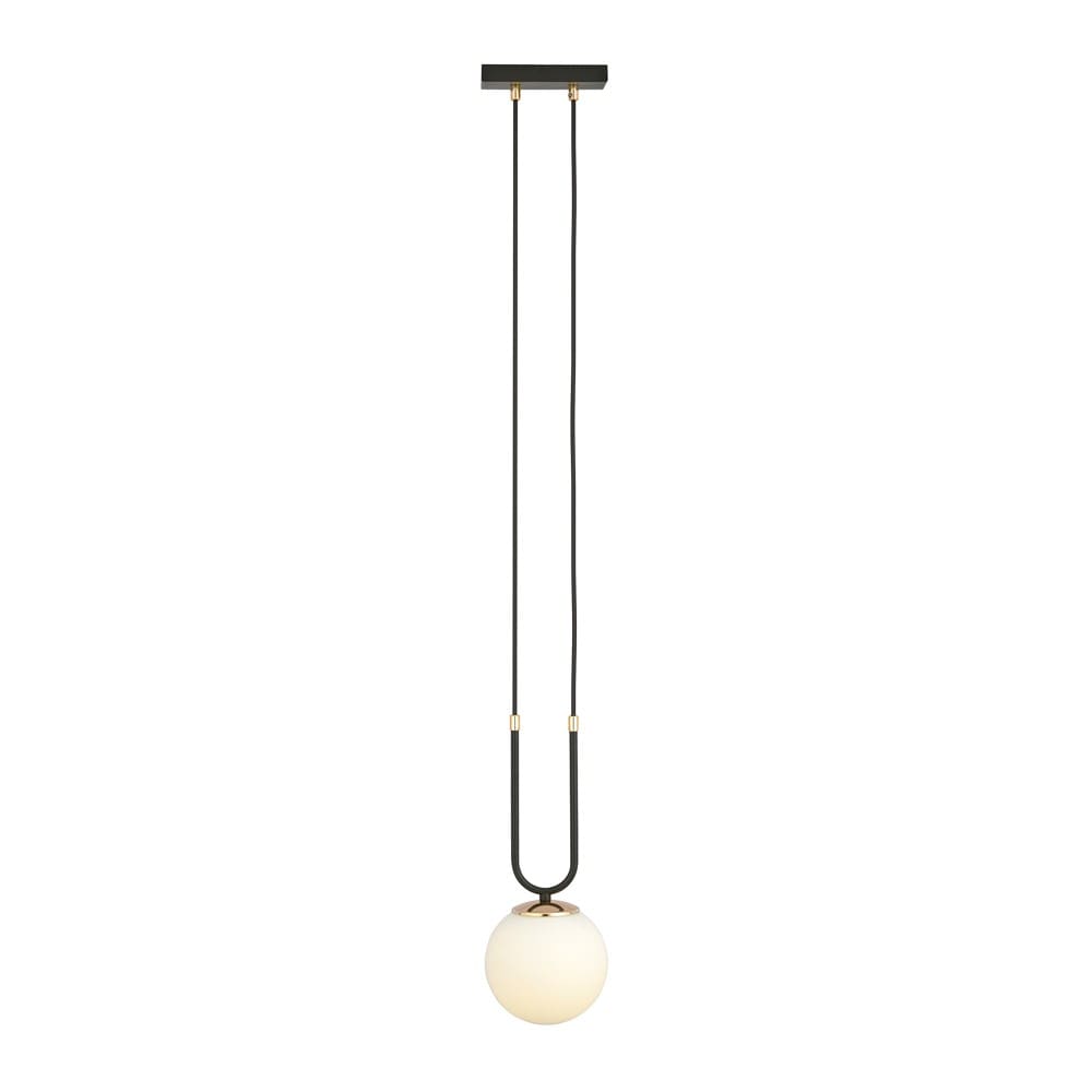 Lámpara colgante original negro y dorado con esfera de cristal
