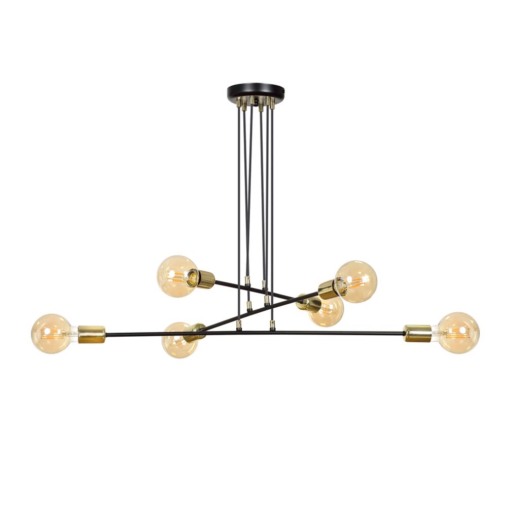 Lámpara de techo vintage 6 luces con estructura de metal negro ø70 cm