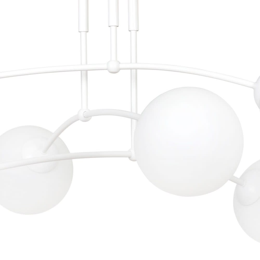 Plafonnier 6 lumières minimaliste blanc avec sphères en verre — vue 3