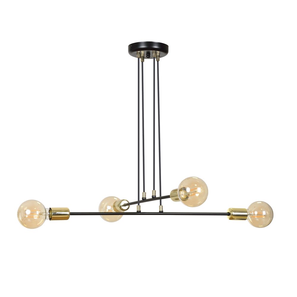 Lámpara de techo vintage 4 luces con estructura de metal negro ø70 cm