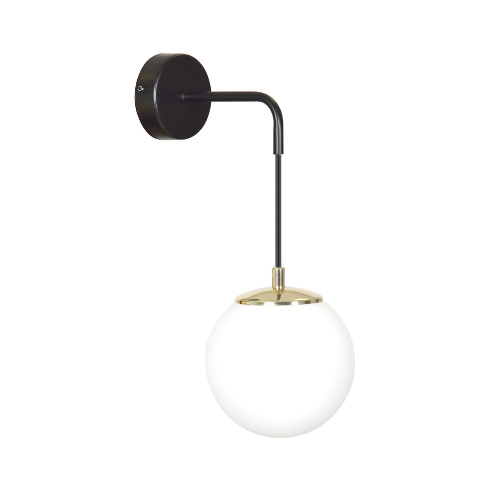 Wonderlamp Elegante schwarz-goldene Wandleuchte mit Glaskugel style modern - Metall
