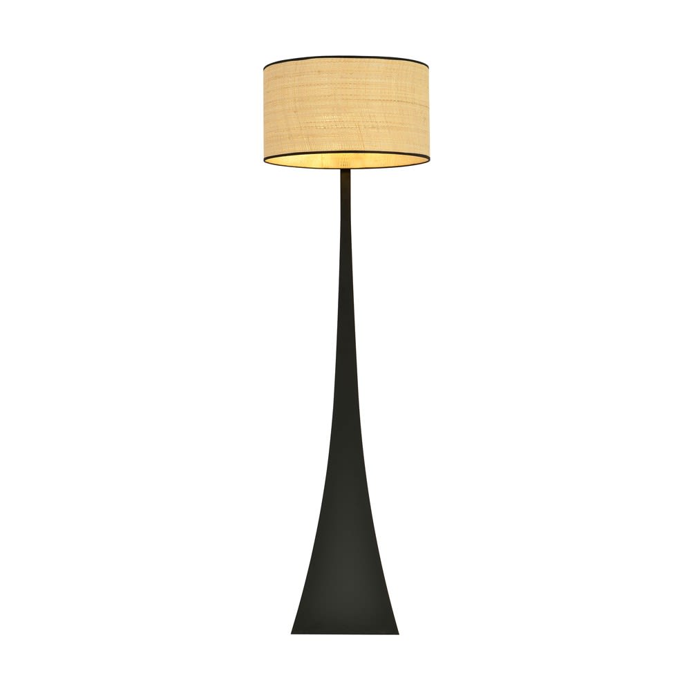 Wonderlamp Lampadaire naturel avec structure noire et abat-jour en rotin style campagne Beige Acier