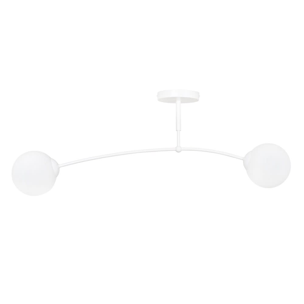 Lampada da soffitto a 2 luci minimalista bianca con sfere di vetro - Modello Contemporaneo - Bianco - Metallo