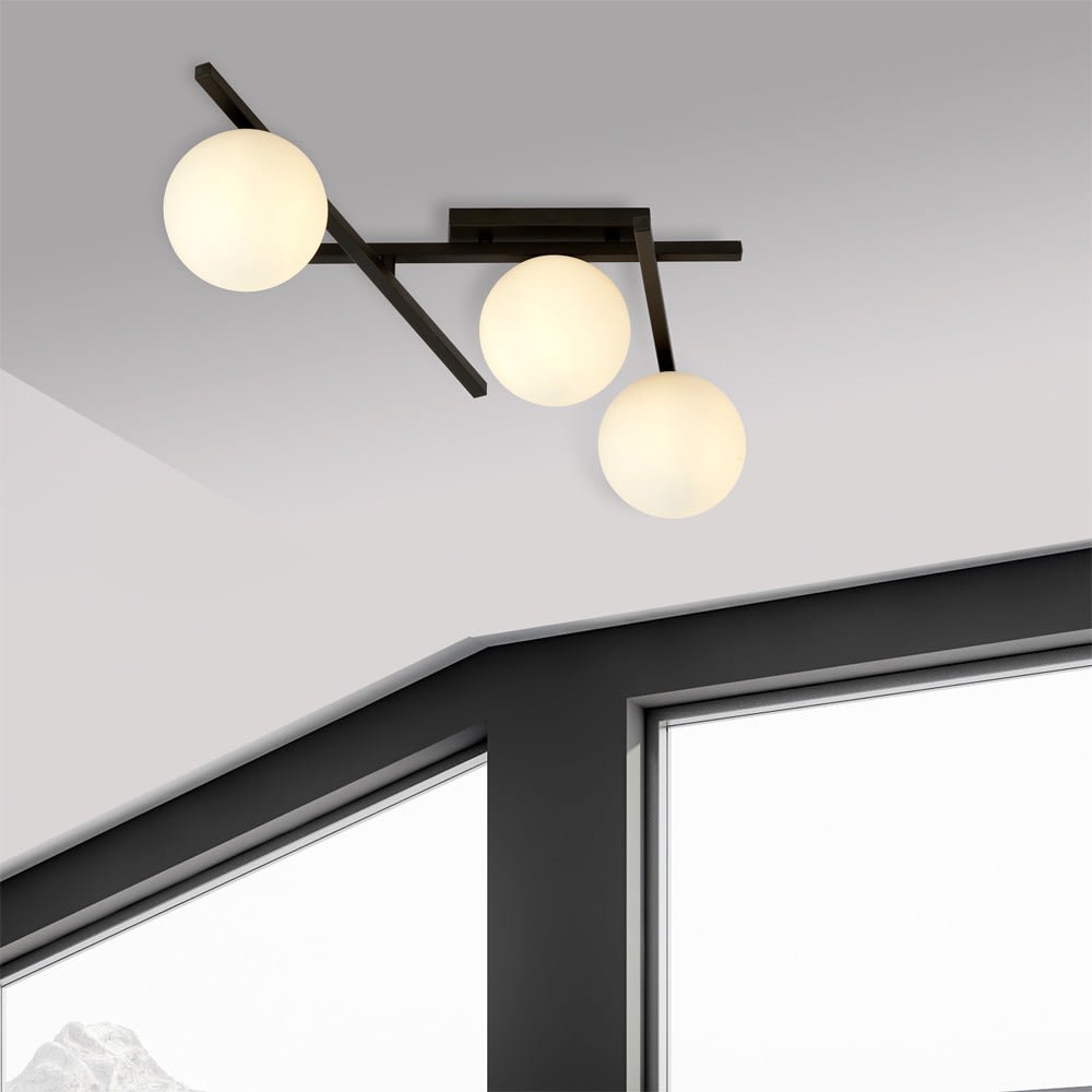 Plafonnier 3 lumières noir nordique avec position réglable — vue 3
