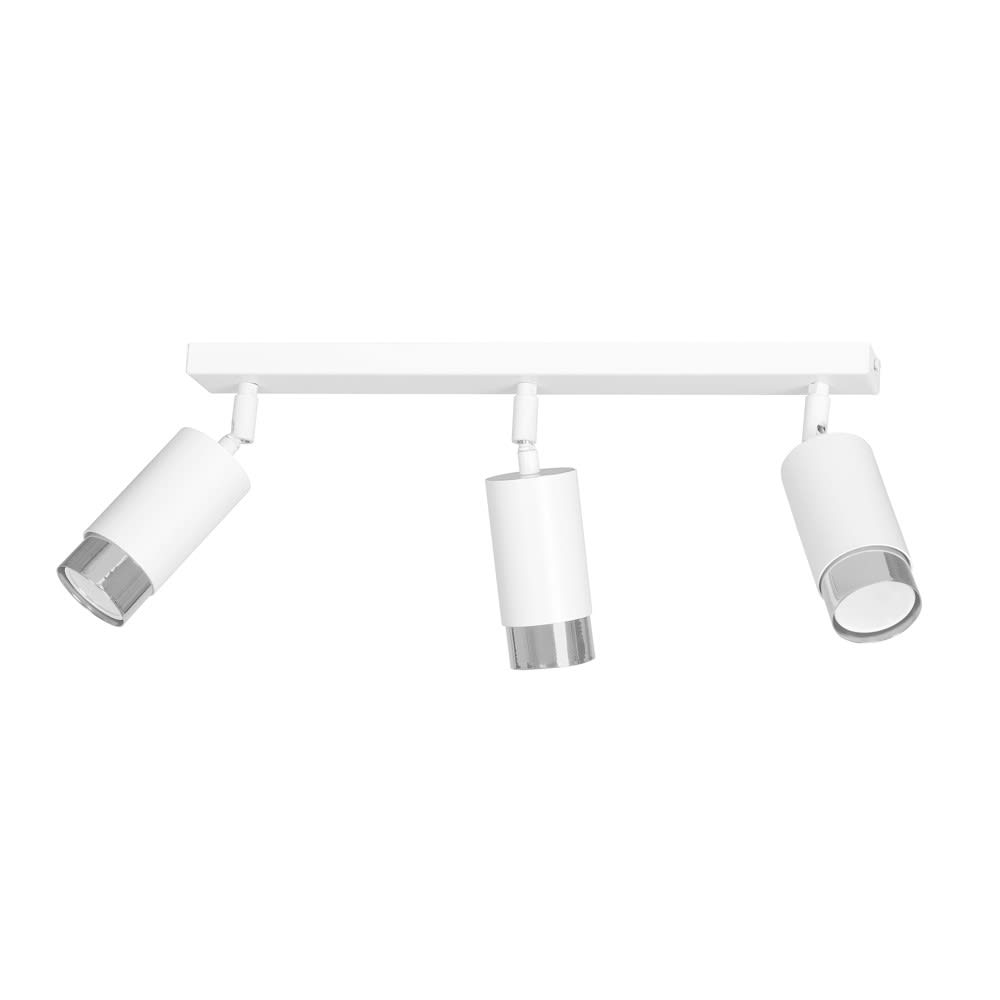 Wonderlamp Deckenstrahler mit 3 verstellbaren Strahlern in Weiß und Chrom style modern Weiß Metall