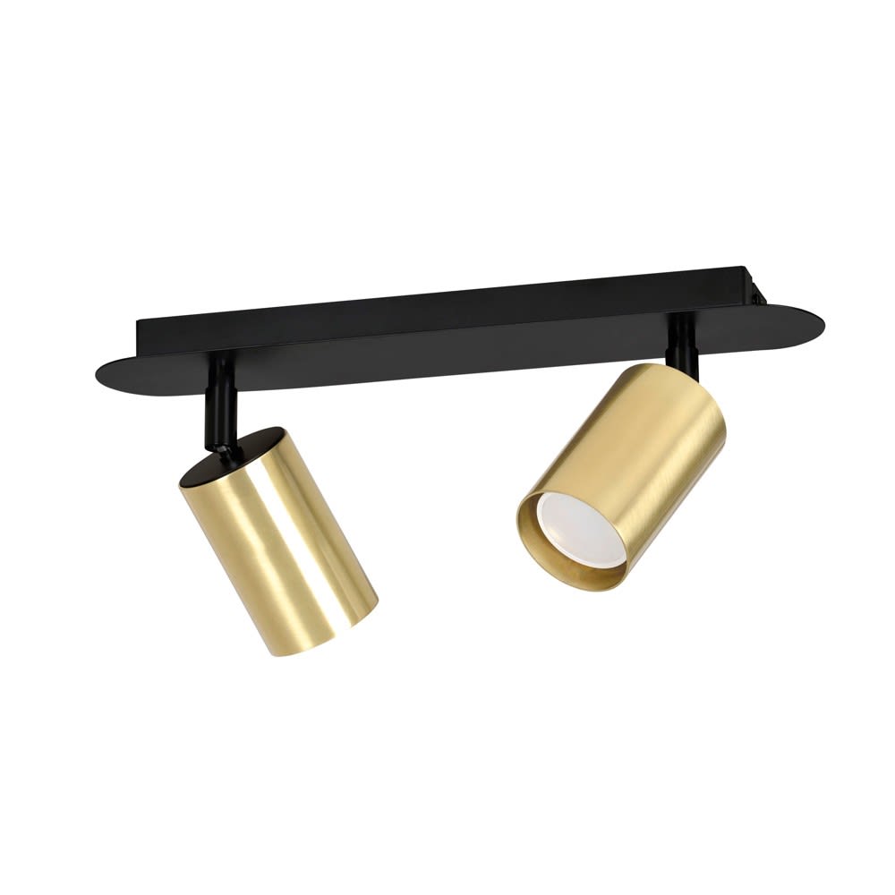 Regleta elegante con 2 focos dorados orientables y estructura negra