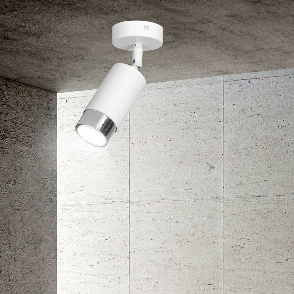 Spot de plafond orientable moderne cylindrique blanc et chrome — vue 3