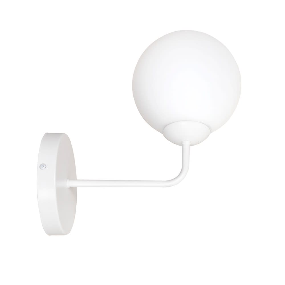 Wonderlamp Wandleuchte im nordischen Stil mit weißem Metallarm und Glaskugel style modern - Metall