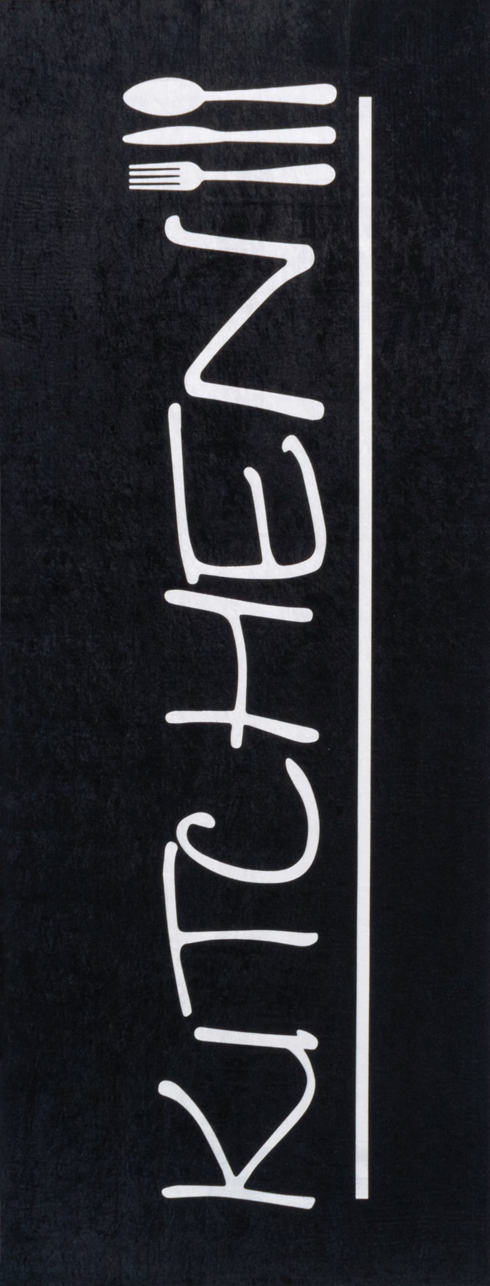 Tapis de cuisine noir motif kitchen 50x80