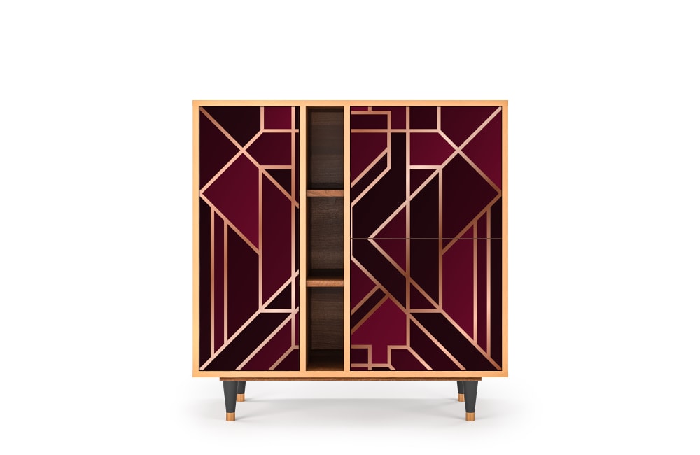 Buffet  bordeaux 3 portes L 94 cm